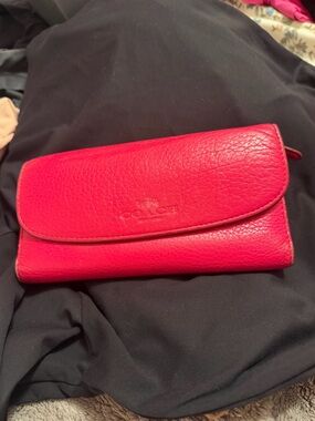 Coach Pink Pebbled Leather Foldover Wallet